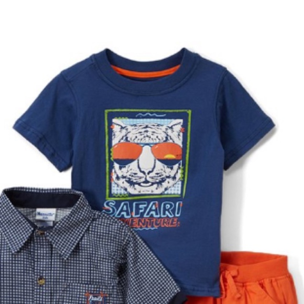 Boy’s Navy & Orange Safari Adventures Shorts Set - Picture 3 of 5